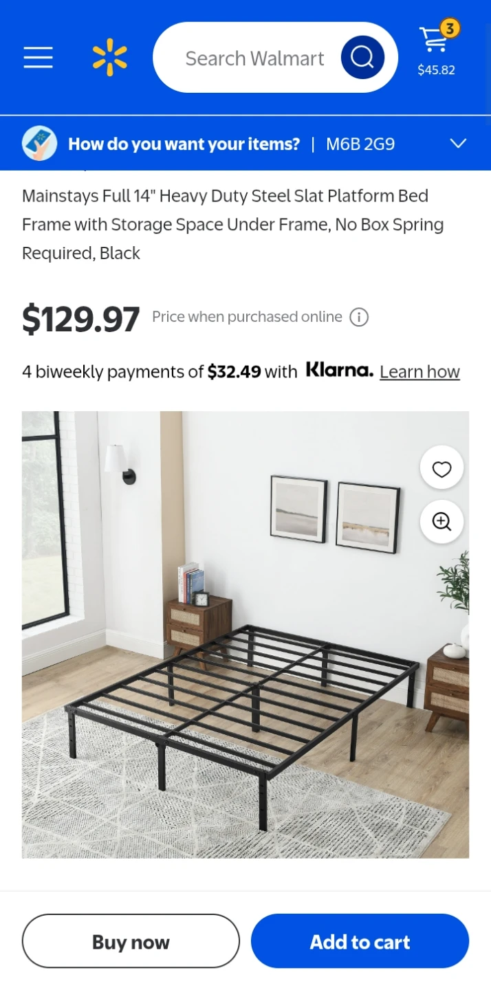 Mainstays Full Slat Metal Bed Frame - Black - photo 2