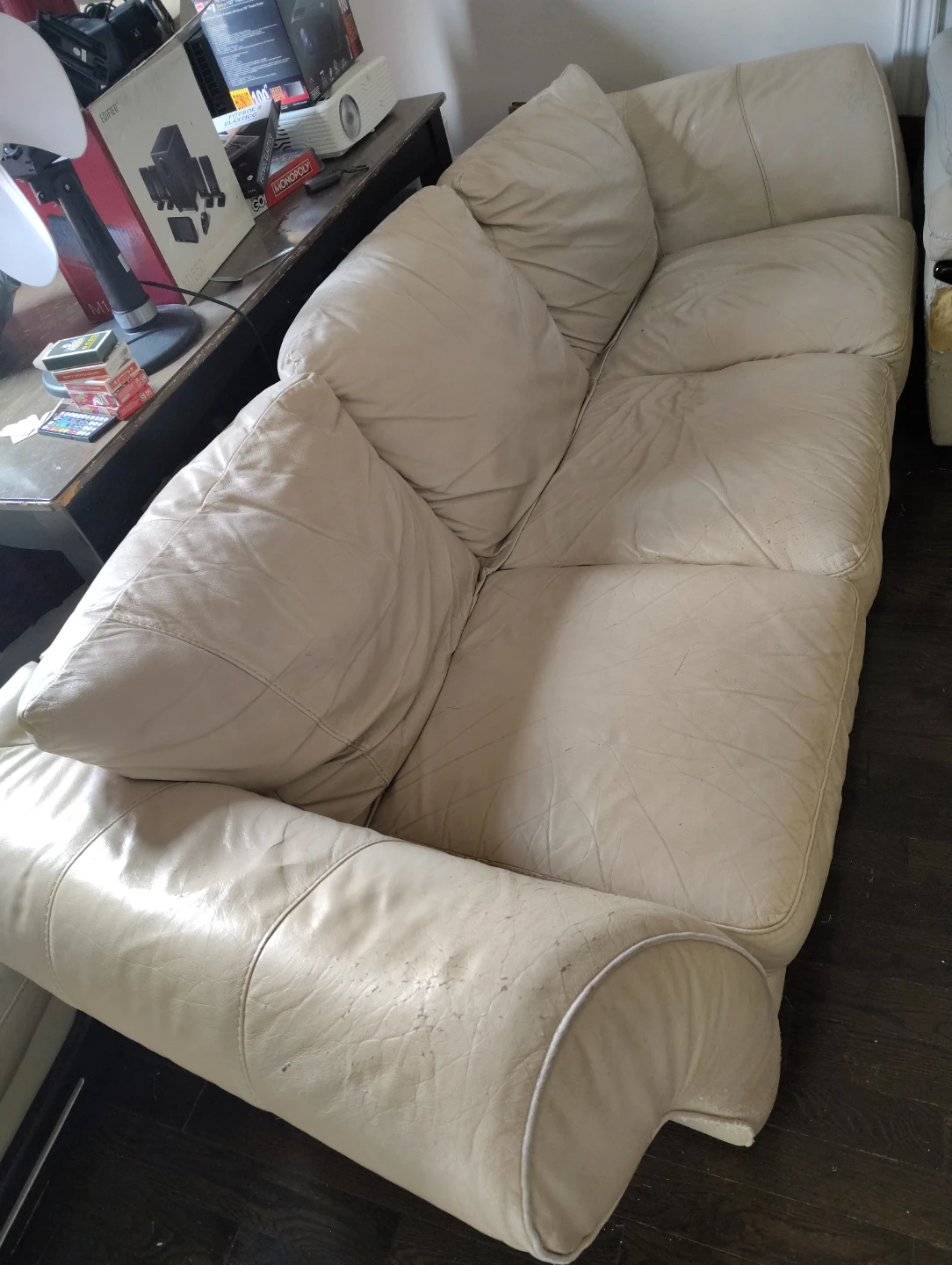 Cream Leather Sofa