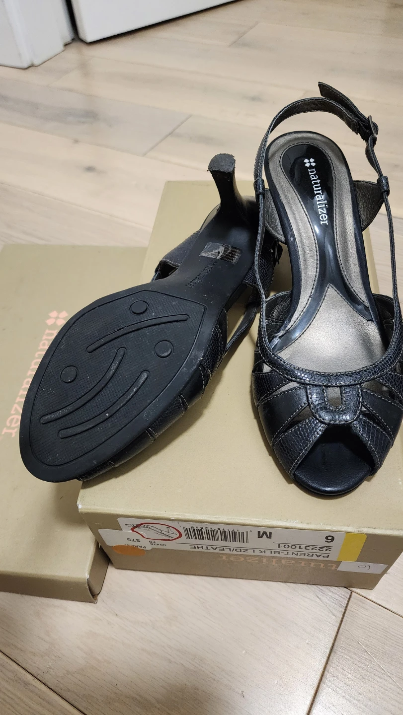 Naturalizer Black Peep-Toe Slingback Heels - Size 6.5 - photo 4