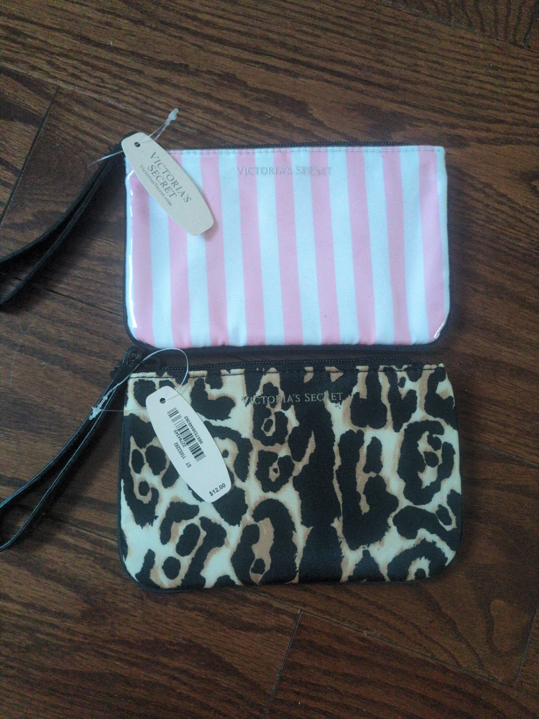 Victoria's Secret Pouches - Pink Stripes & Leopard Print
