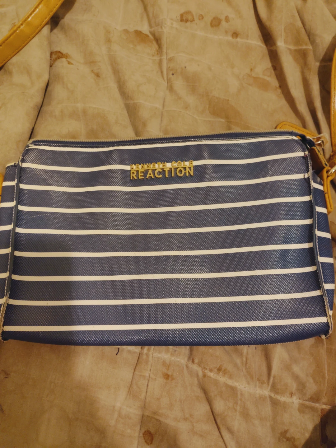 Kenneth Cole Reaction Blue and White Stripe Crossbody Bag