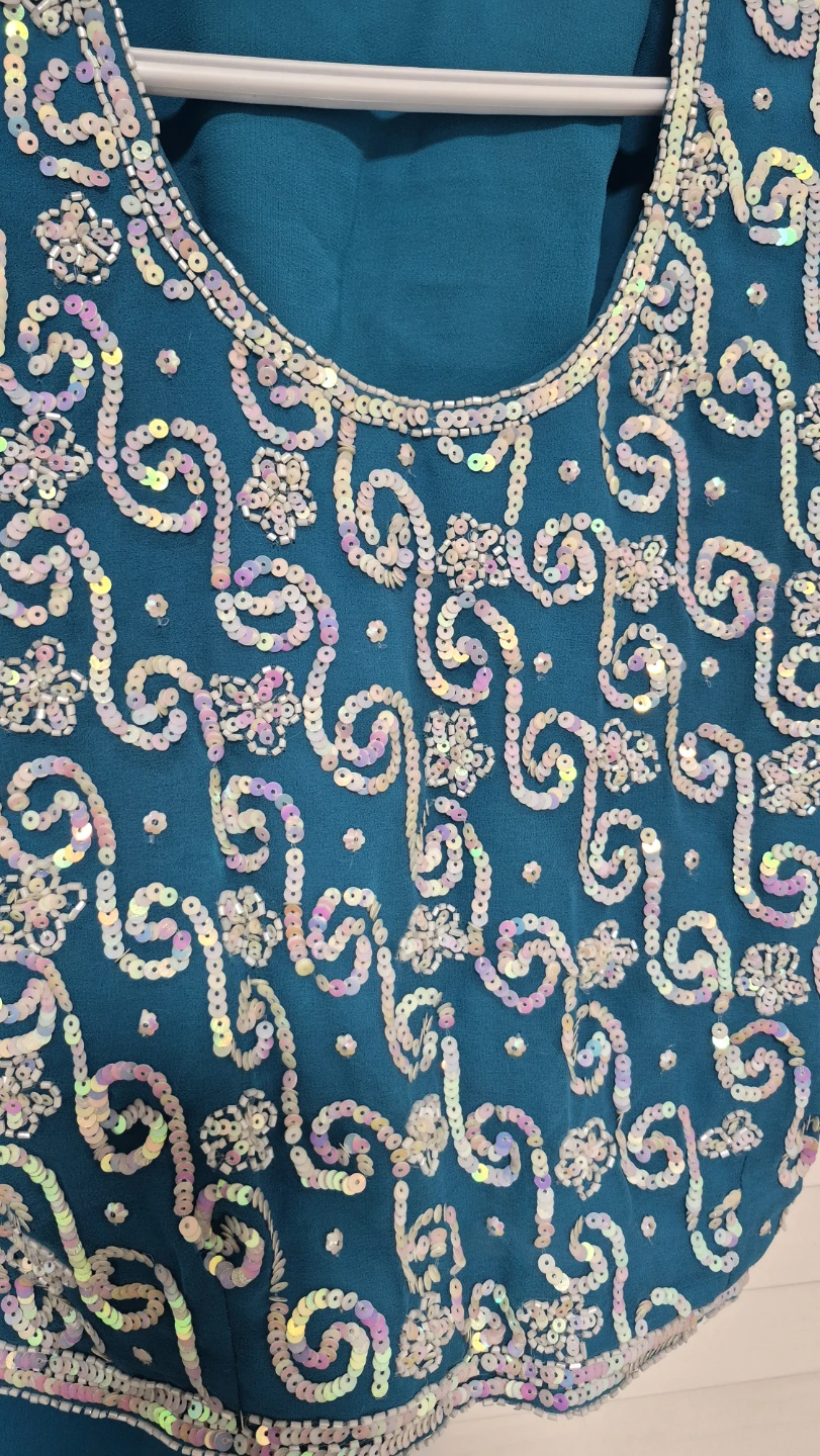 Teal Embroidered Lehenga Choli with Dupatta - photo 4