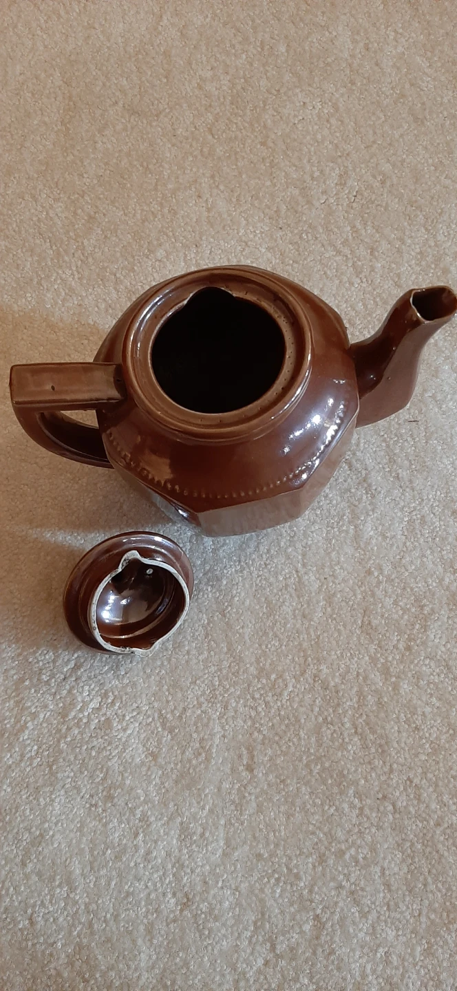 Brown octagon shaped teapot-Japan - photo 3