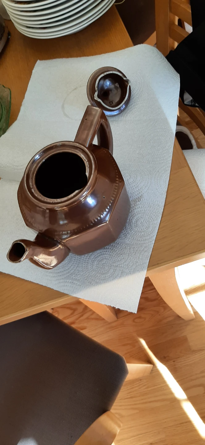 Brown octagon shaped teapot-Japan - photo 4