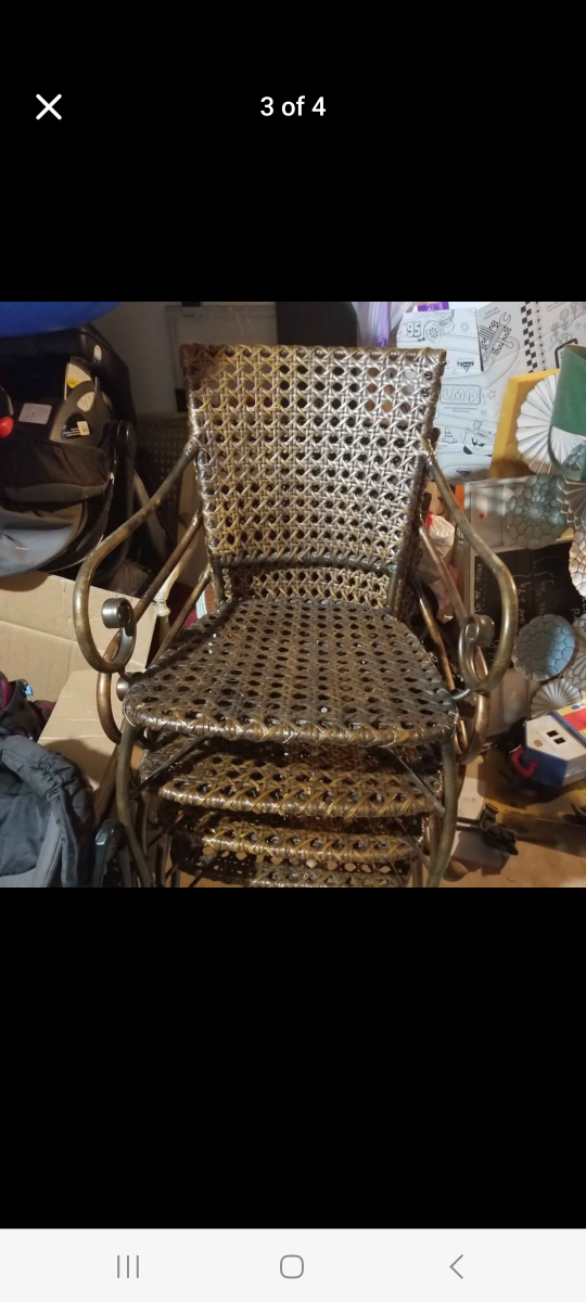 Set of 2 Woven Metal Dining Chairs - photo 3