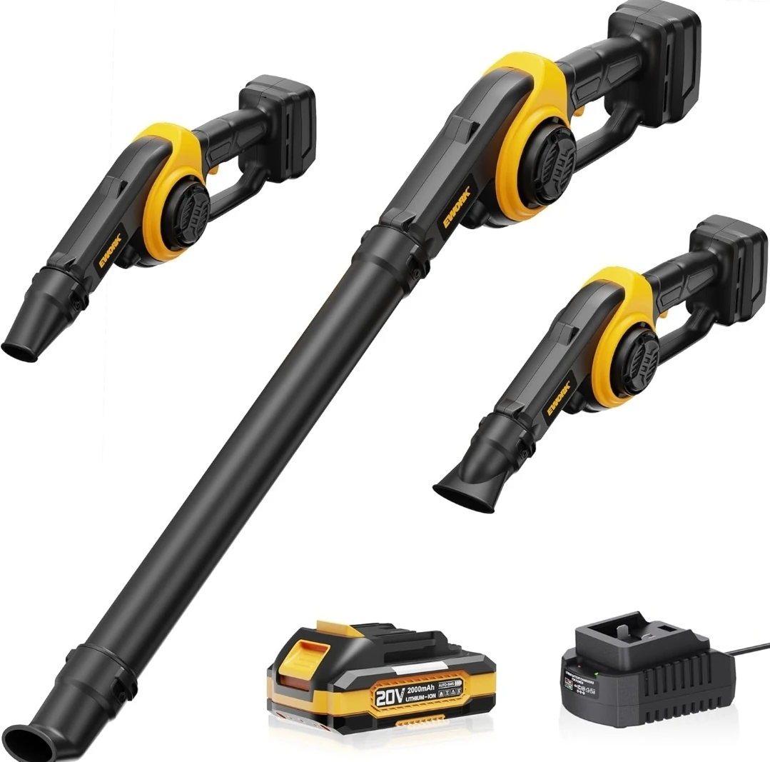 EWORK 20V Cordless Leaf Blower with 2000mAh Battery & 3 Nozzles