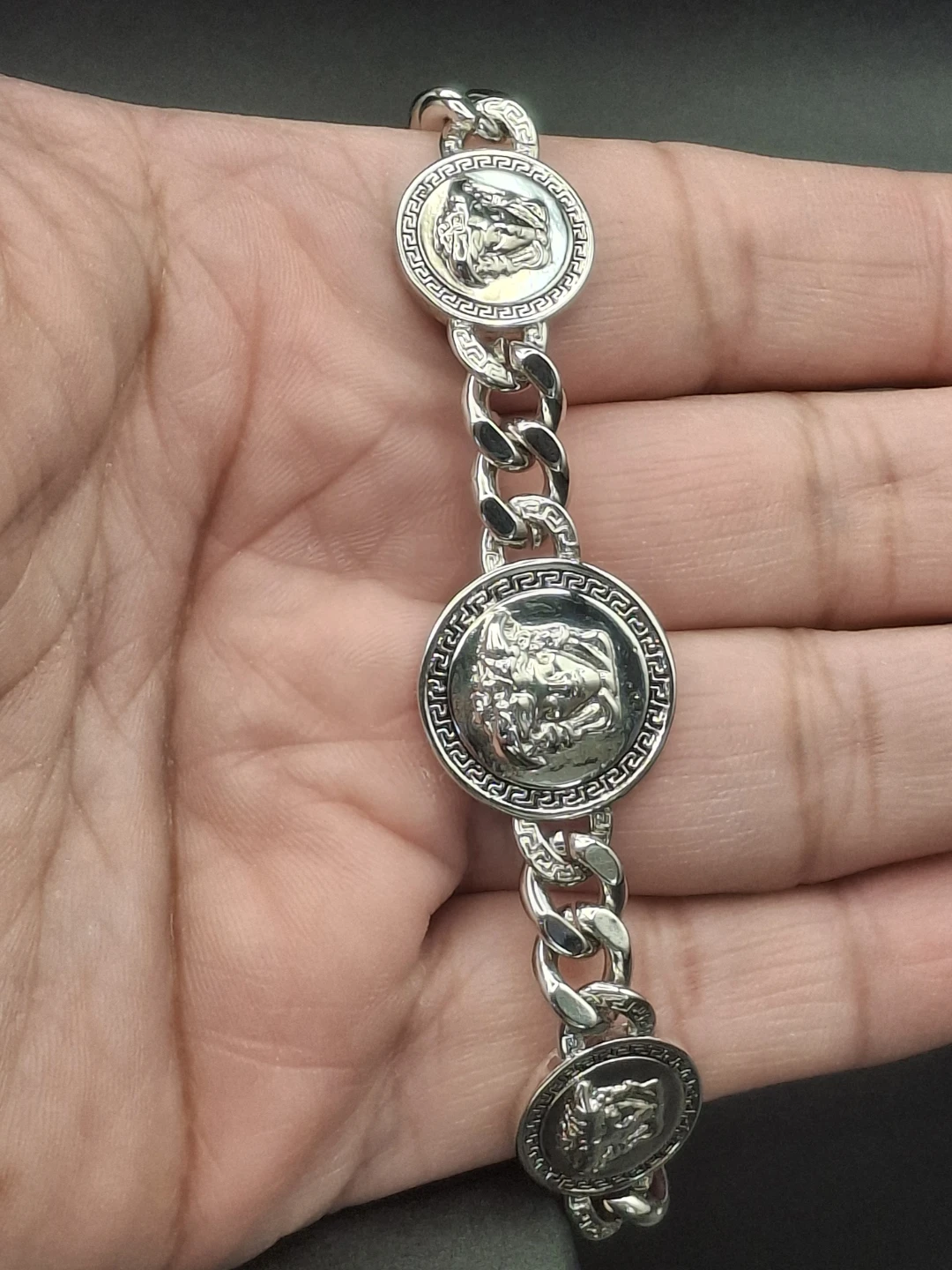 Silver Tone Chain Bracelet with Medallion Charms - photo 2
