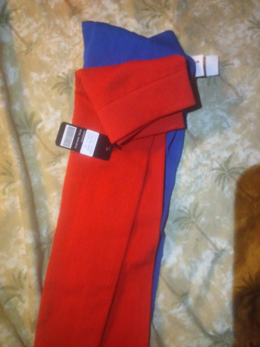 Red and Blue Ribbed Long Sleeve pant