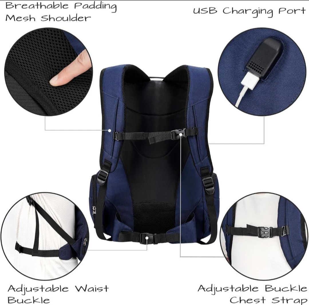 RONYES Blue Backpack with USB Charging Port - photo 3