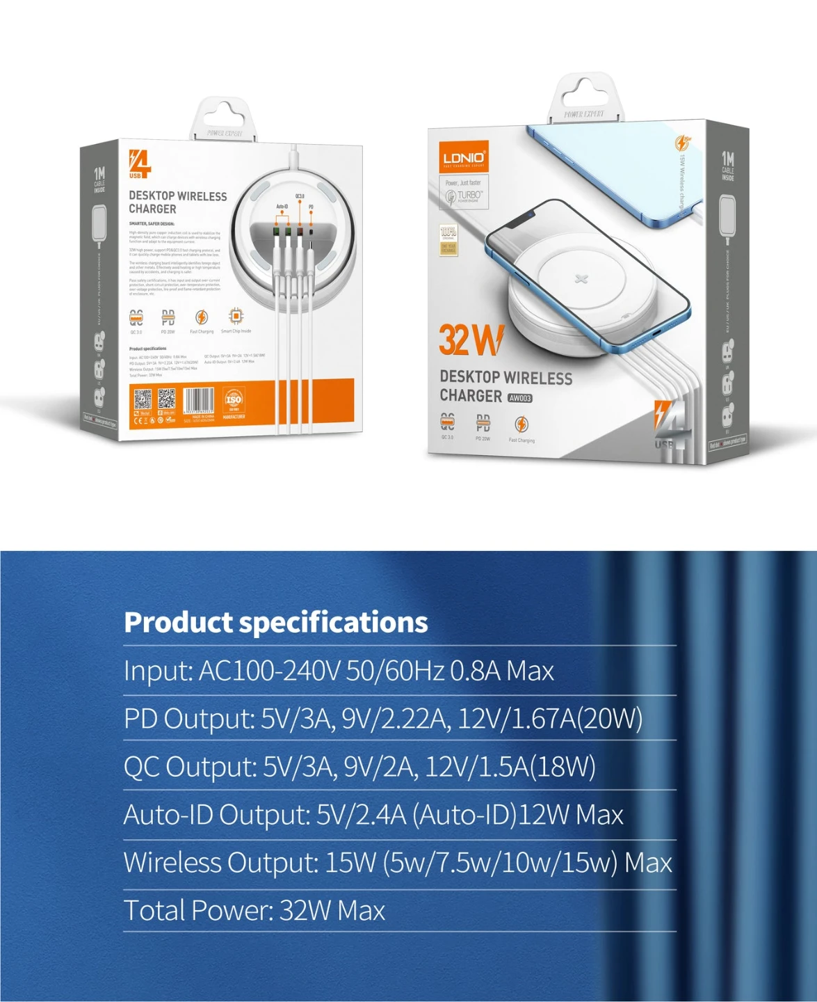 LDNIO 32W Desktop Wireless Charger & USB Hub - photo 5