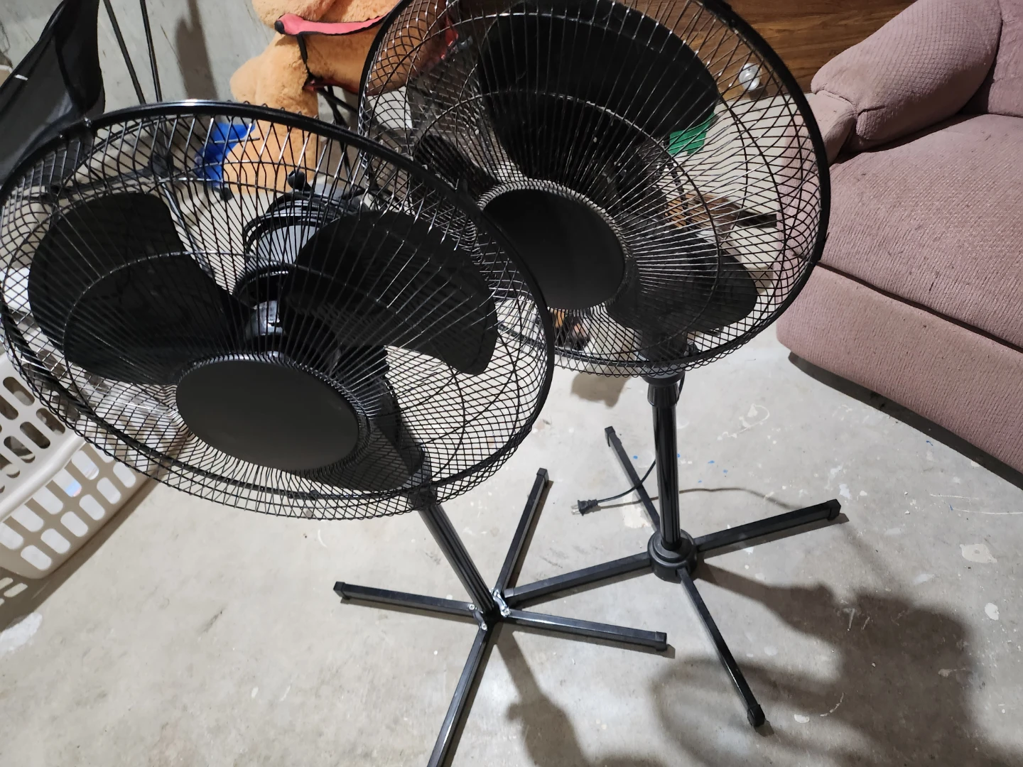 Pair of Black Pedestal Fans - photo 2