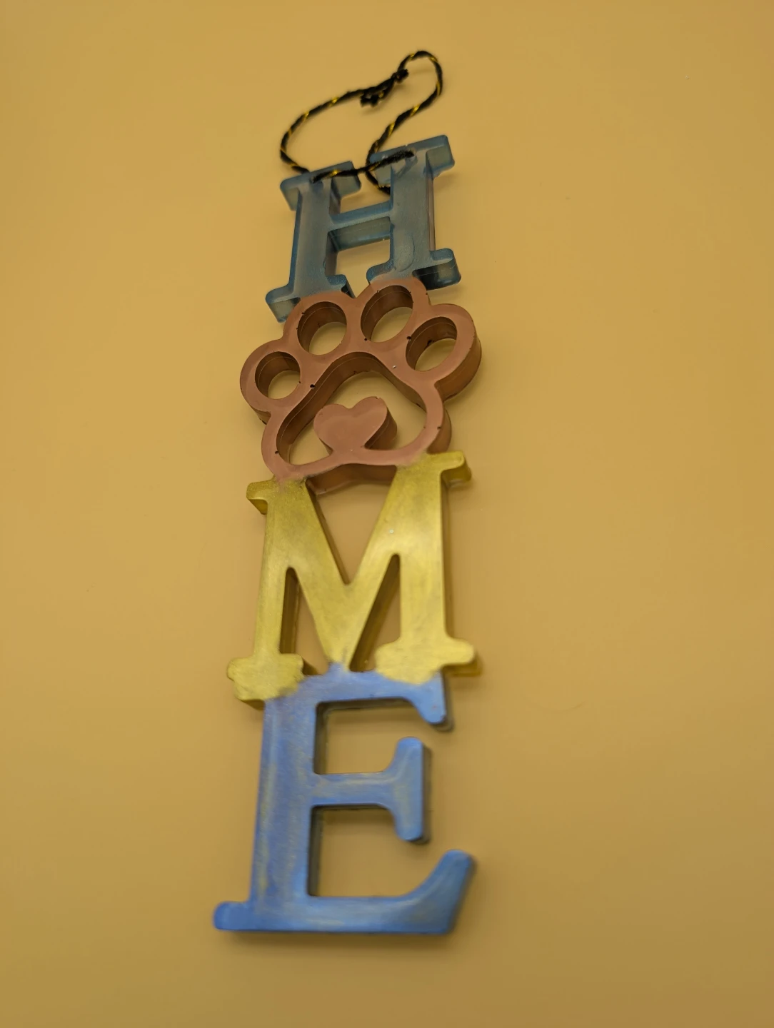 Hanging "HOME" Sign with Paw Print