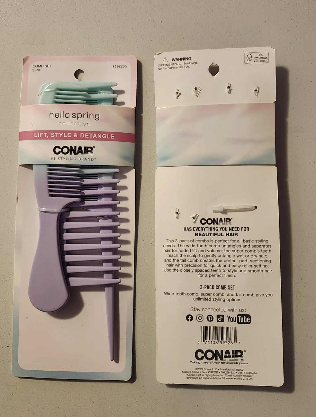Conair Hello Spring Comb Set 3 Pack - photo 2