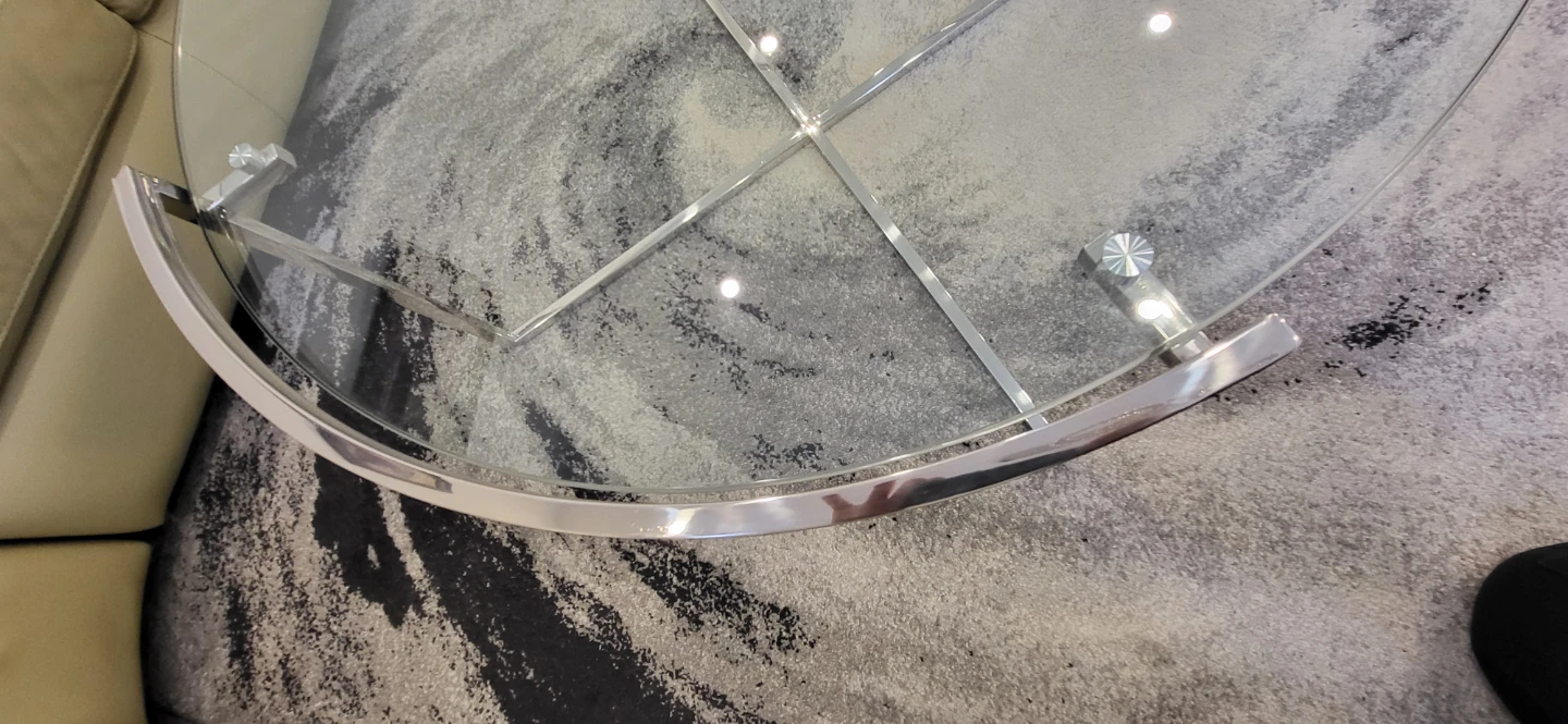Modern Round Glass Coffee Table – Chrome Metal Frame - photo 5