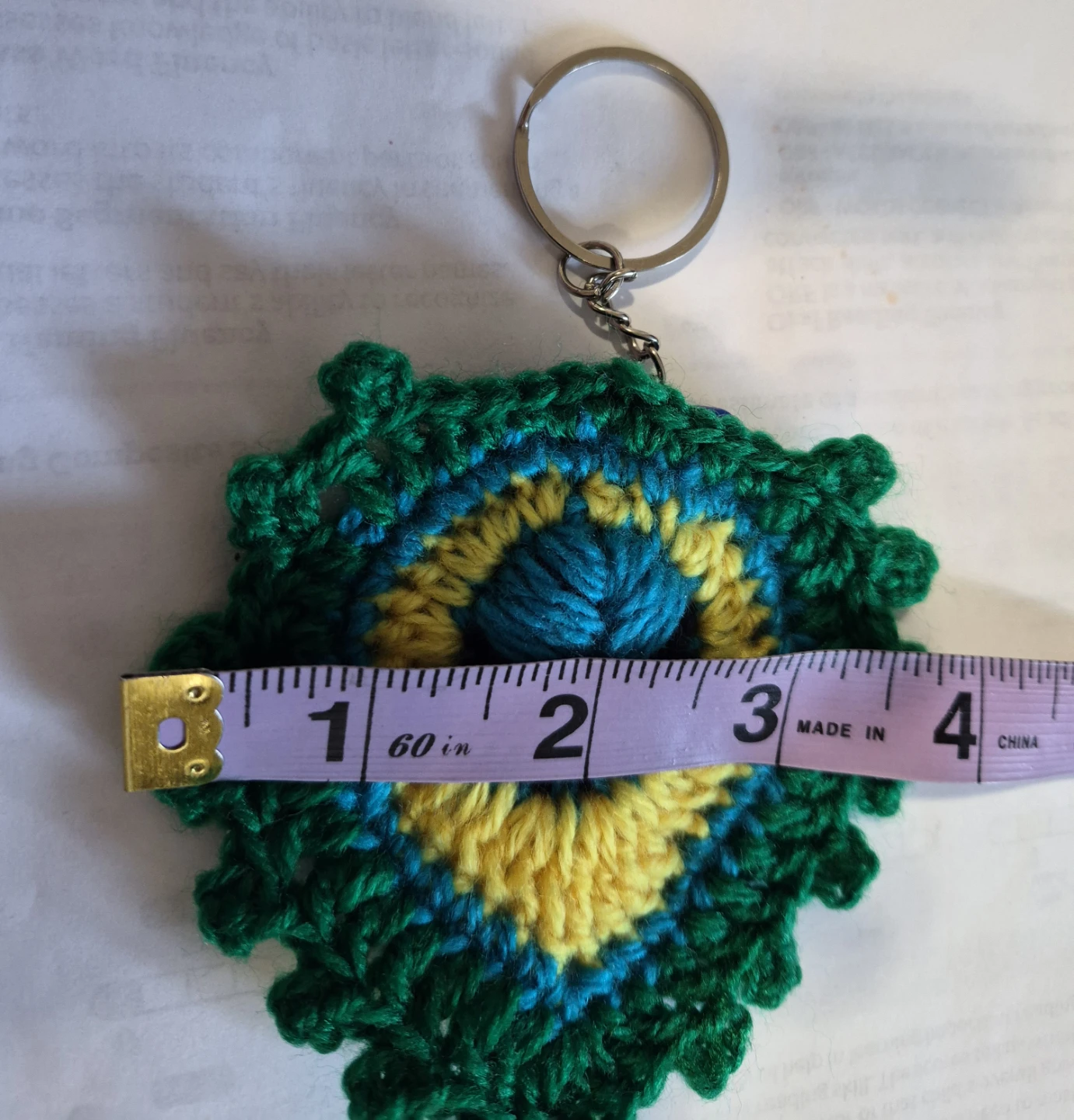 Handmade Crocheted Peacock Feather Keychain - photo 4