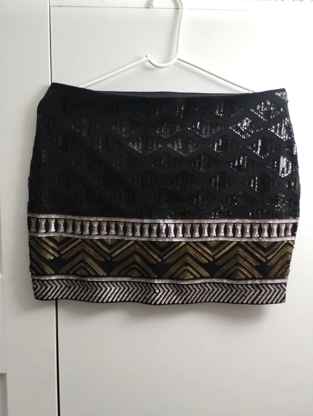 Black Sequin Mini Skirt