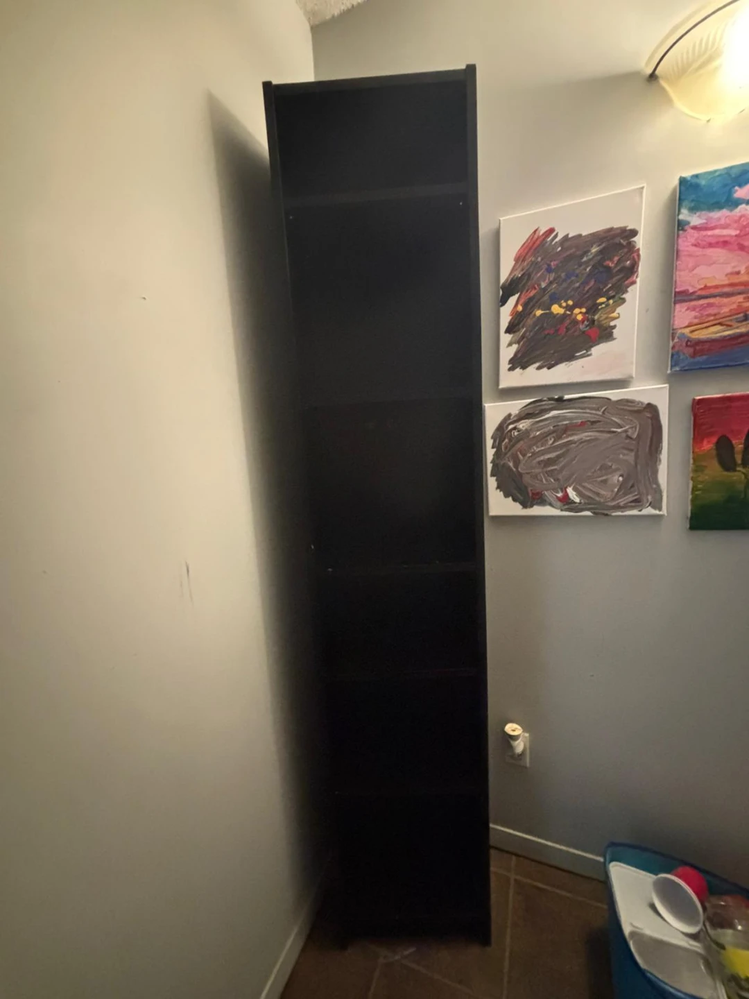 Black 5-Shelf Narrow Bookcase