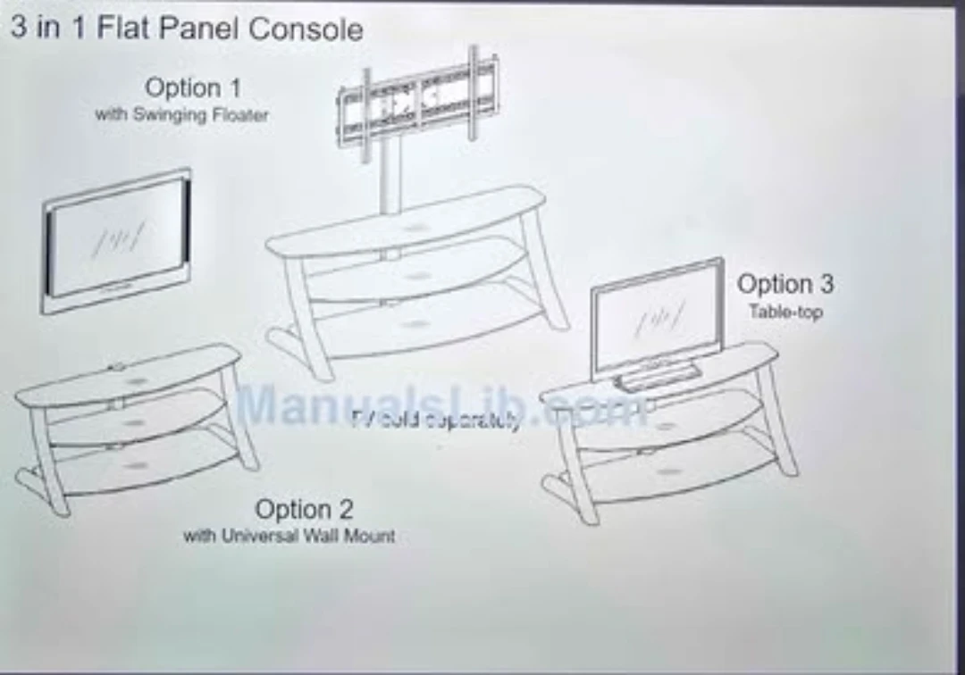 VAS Furniture 3-in-1 TV Mount / Stand – Up to 65” TVs