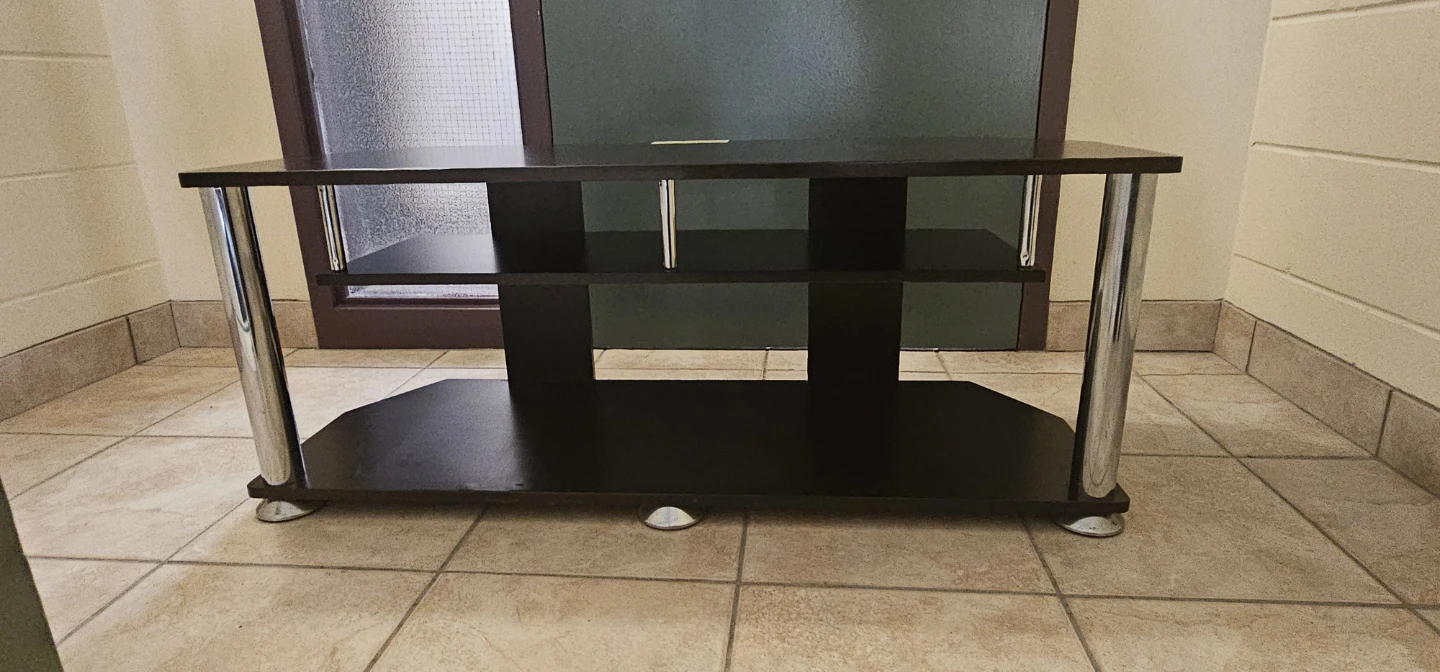 Dark Brown TV Stand with Shelves