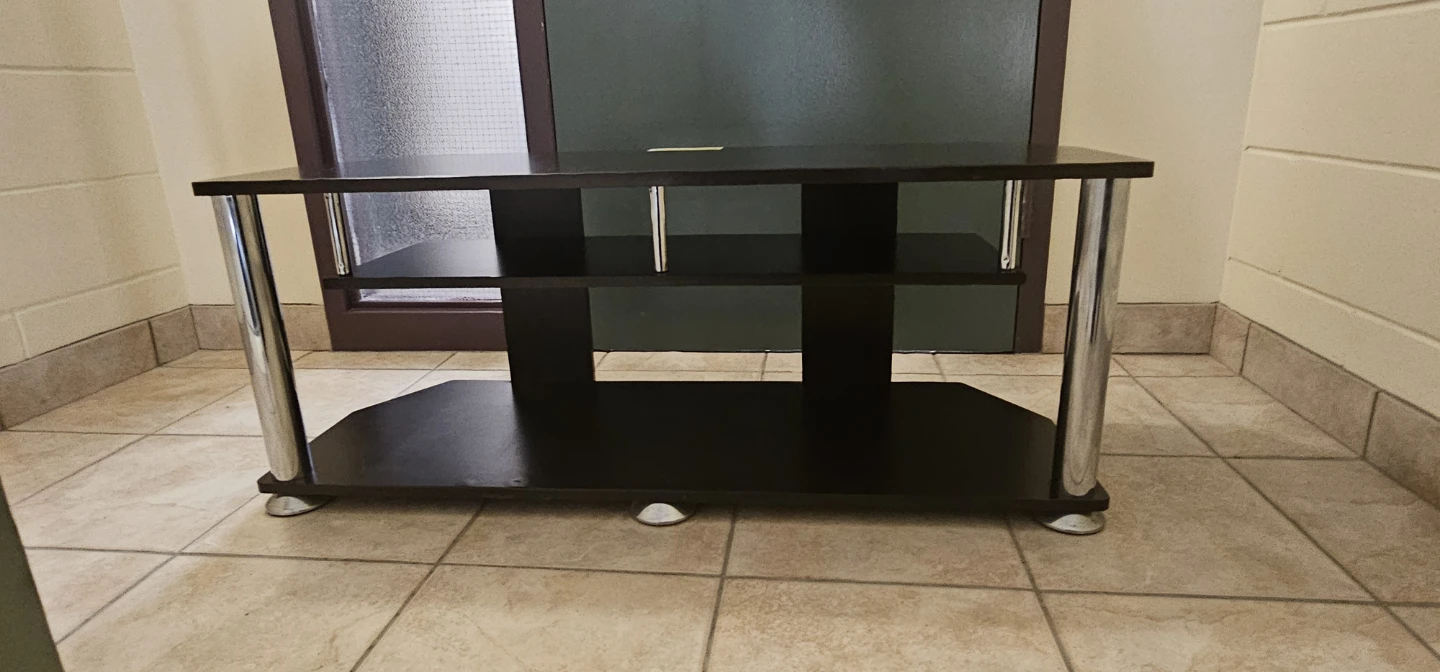 Dark Brown TV Stand with Shelves - photo 2