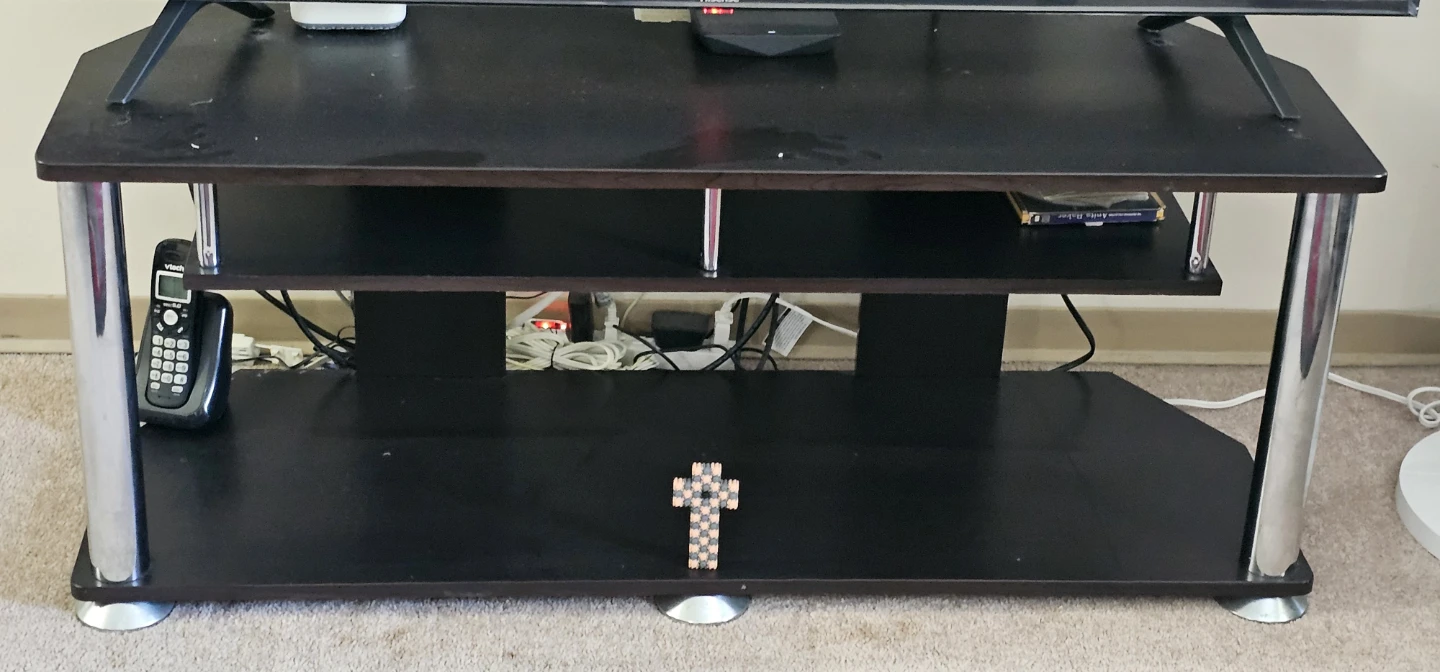 Dark Brown TV Stand with Shelves - photo 5