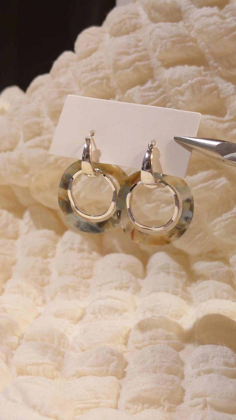 ​[Global Work] 3-Way Nuance Earrings - Elegant Tortoise Shell