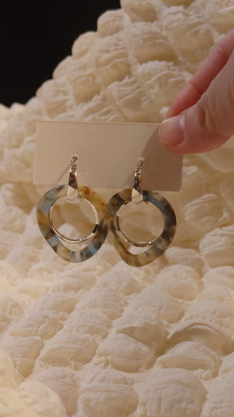 ​[Global Work] 3-Way Nuance Earrings - Elegant Tortoise Shell - photo 2