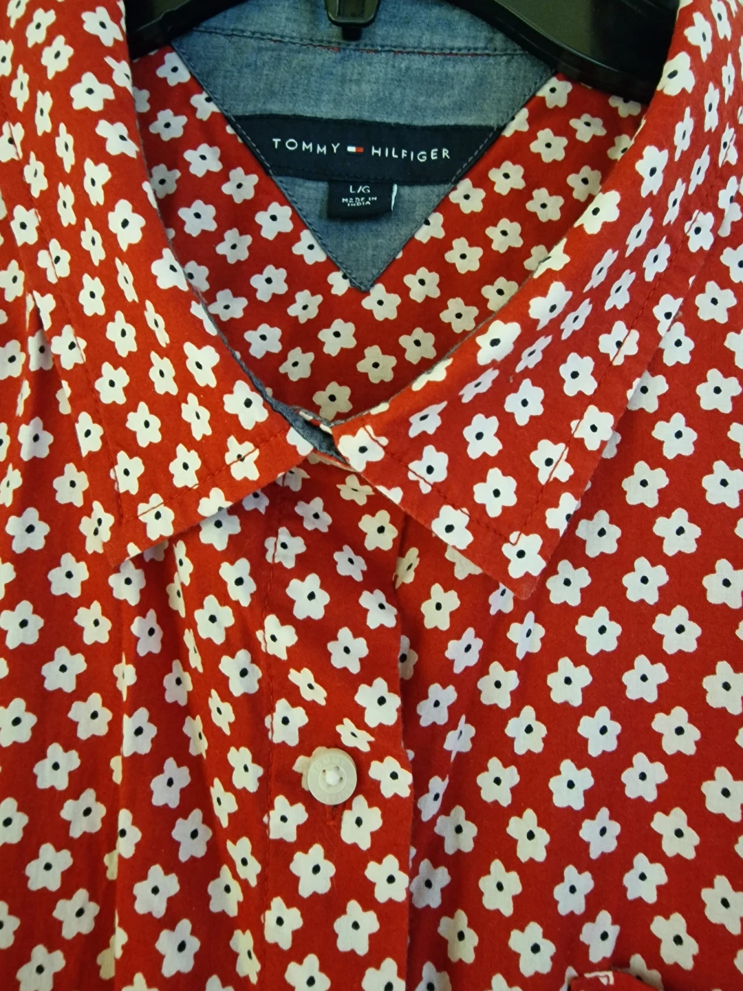 Tommy Hilfiger Red Floral Button-Up Shirt - Size L