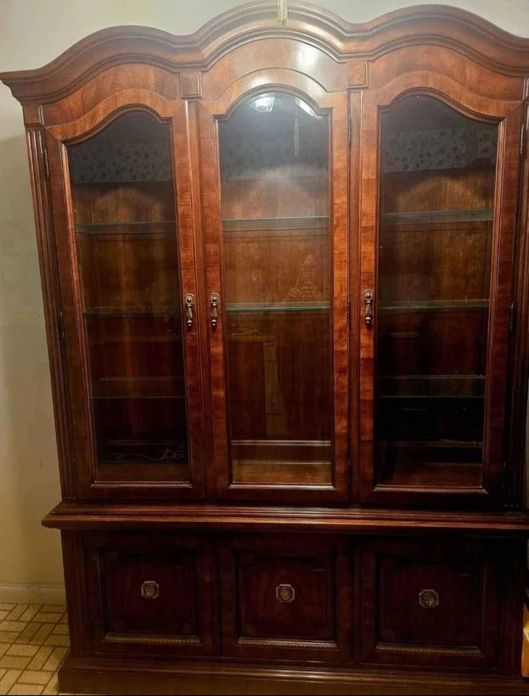 Wooden China Cabinet with Glass Doors