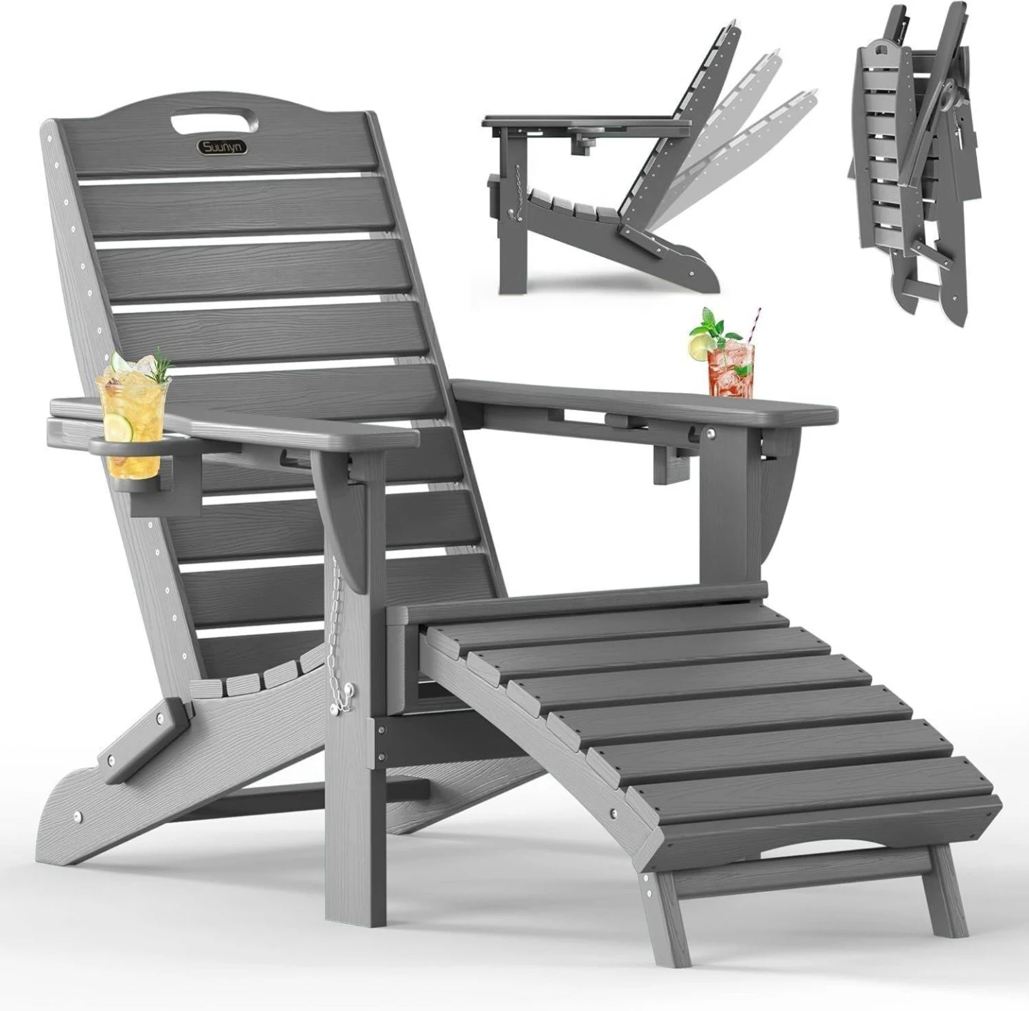 Grey Adirondack Chair with Ottoman