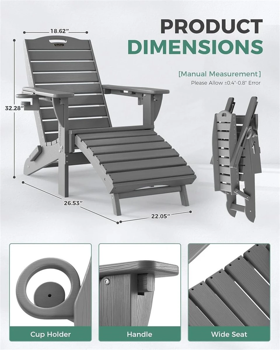 Grey Adirondack Chair with Ottoman - photo 2