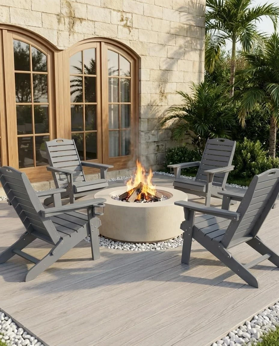 Grey Adirondack Chair with Ottoman - photo 3