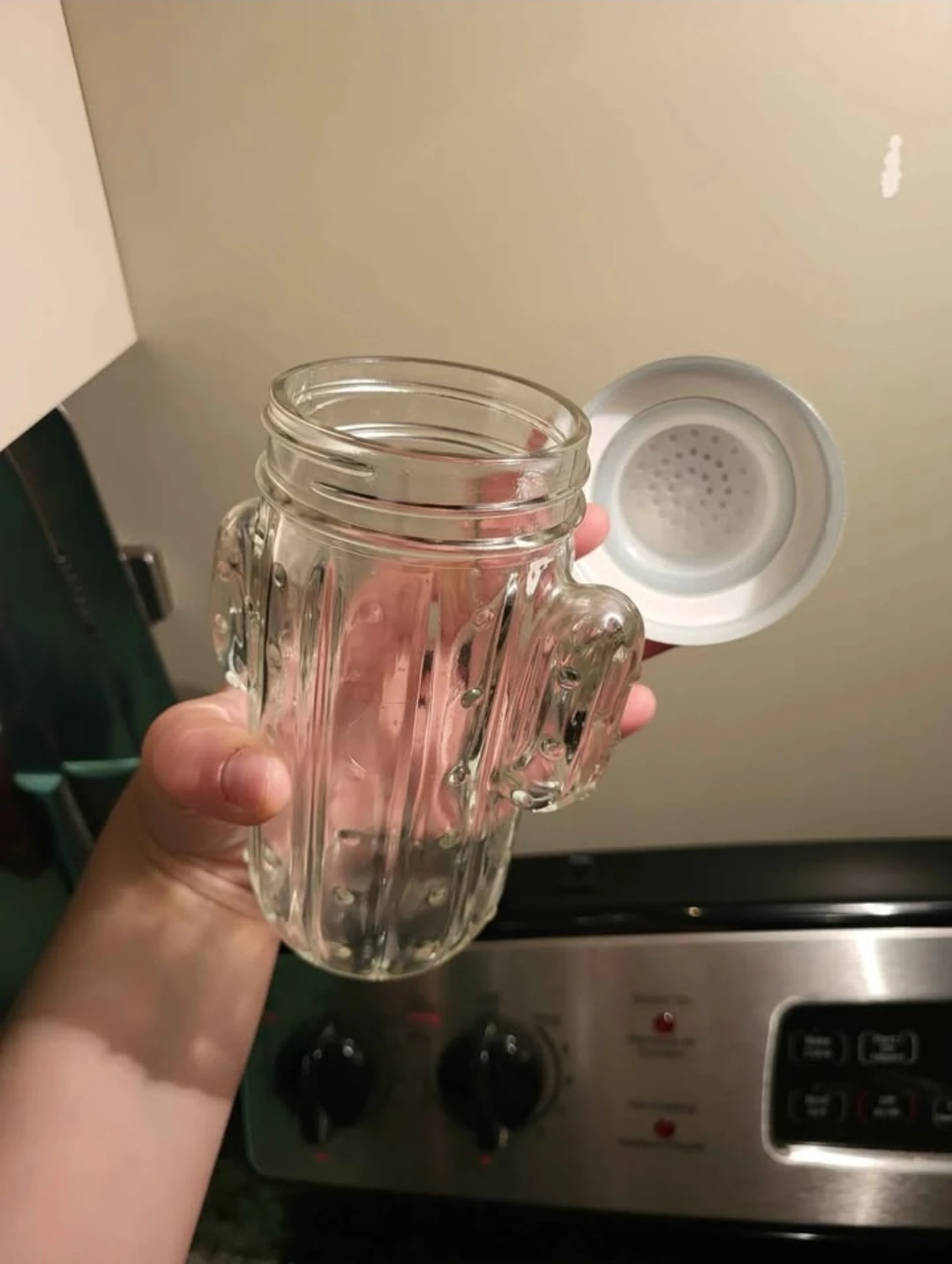 Cactus Shaped Glass Shaker with Gold Lid - photo 2