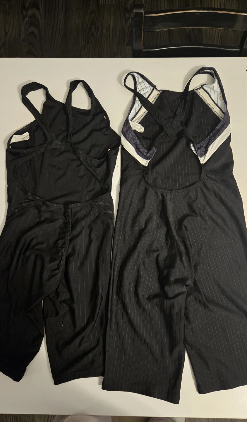 Elite Active Black Striped Swimsuit with Goggles and Cap