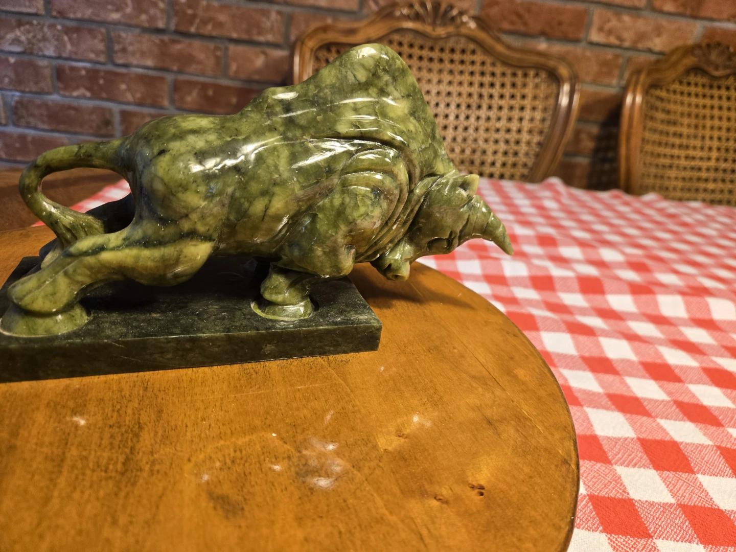 Carved Jade Bull Statue