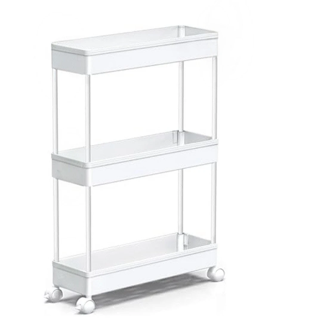 White 3-Tier Slim Rolling Storage Cart - photo 2
