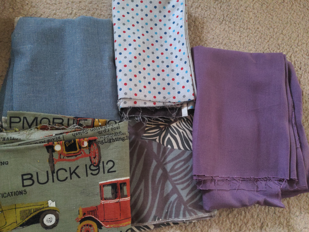 Fabric Bundle: Buick 1912, Polka Dot, and Solid Purple