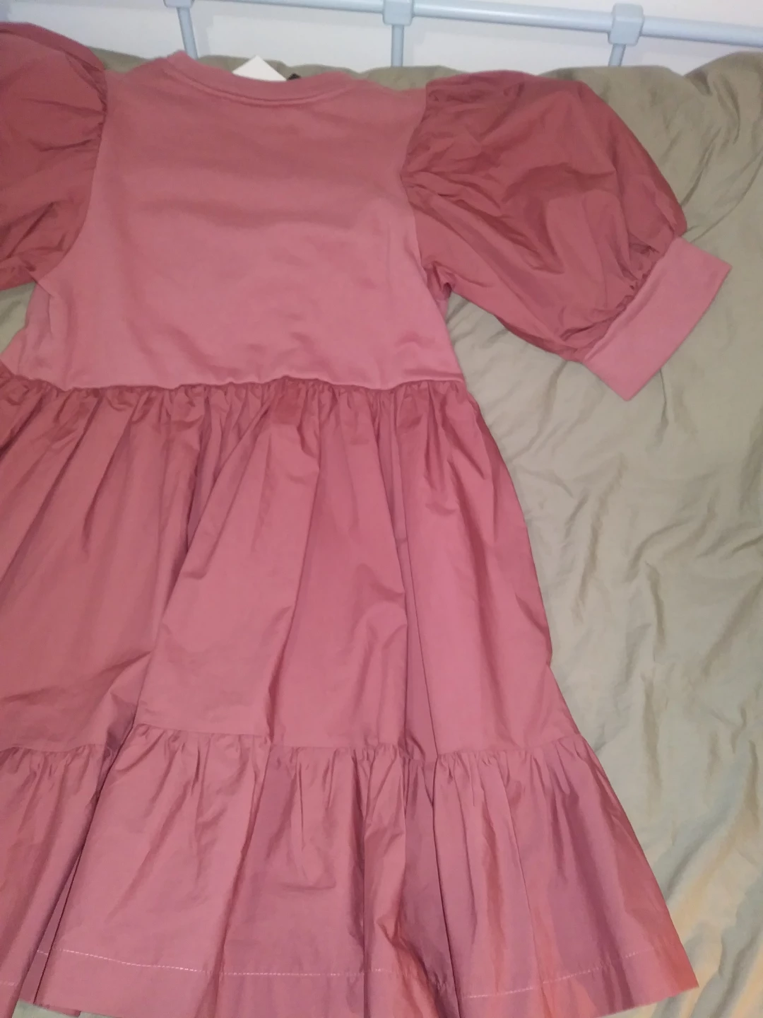 En Saison Pink Puff Sleeve Tiered Dress - Size S - photo 3