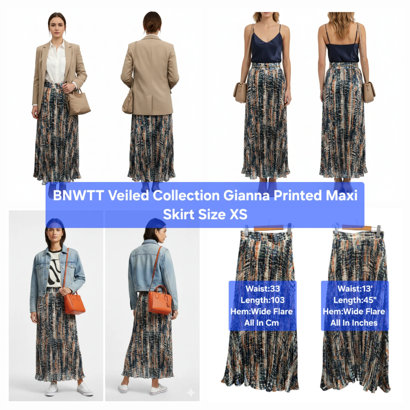 BNWTT Veiled Collection Gianna Printed Maxi Skirt Size XS