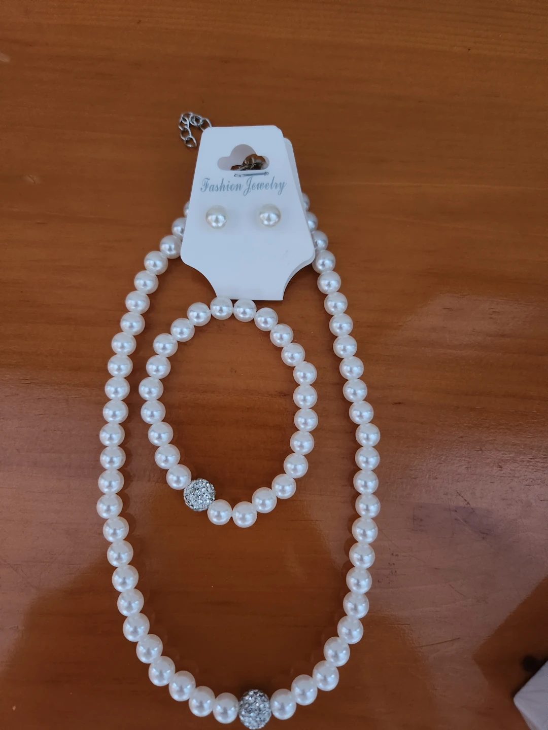 Pearl Necklace, Bracelet, and Earrings Set