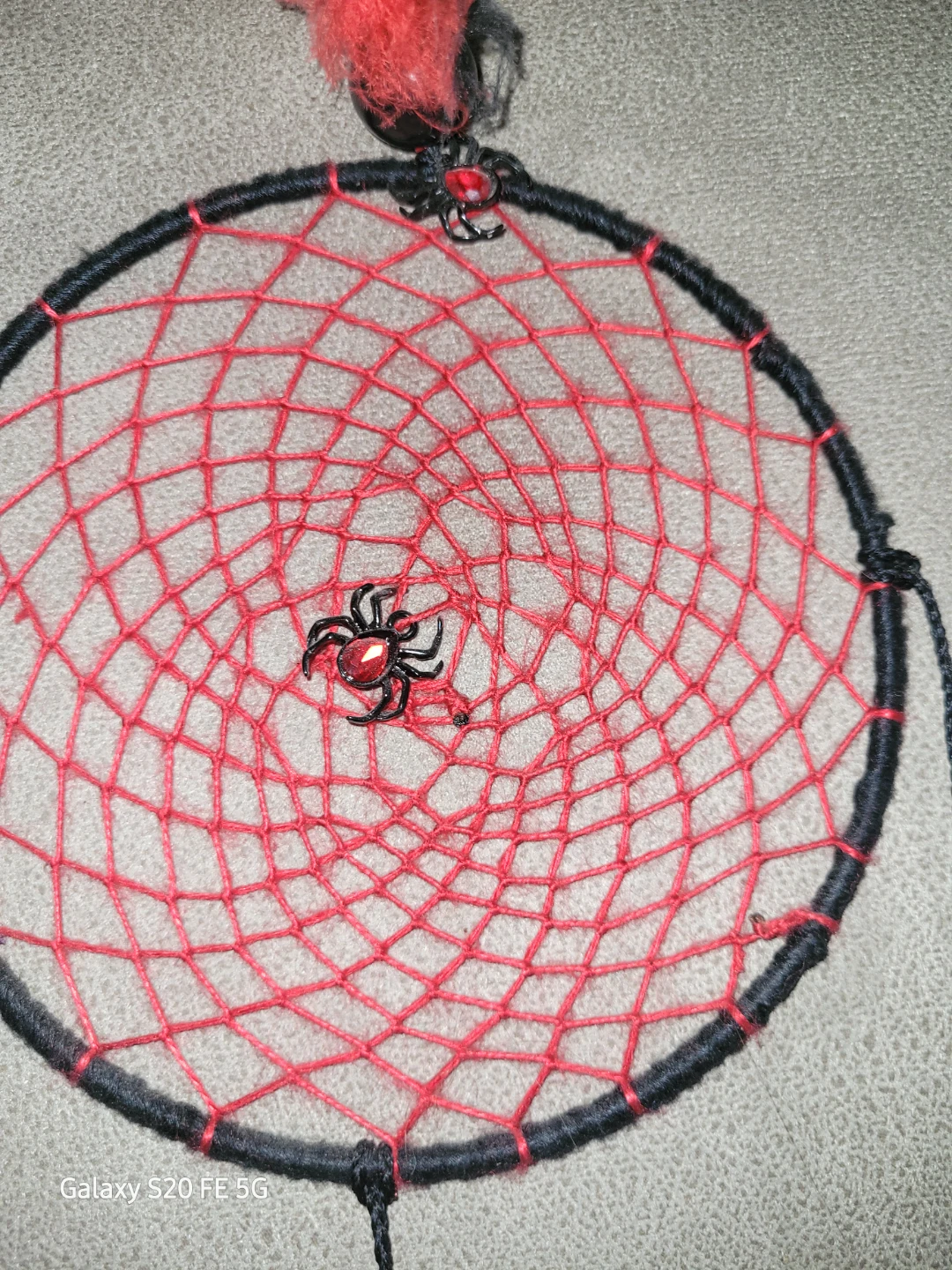 Spiderweb Dreamcatcher with Red and Black Accents - photo 2