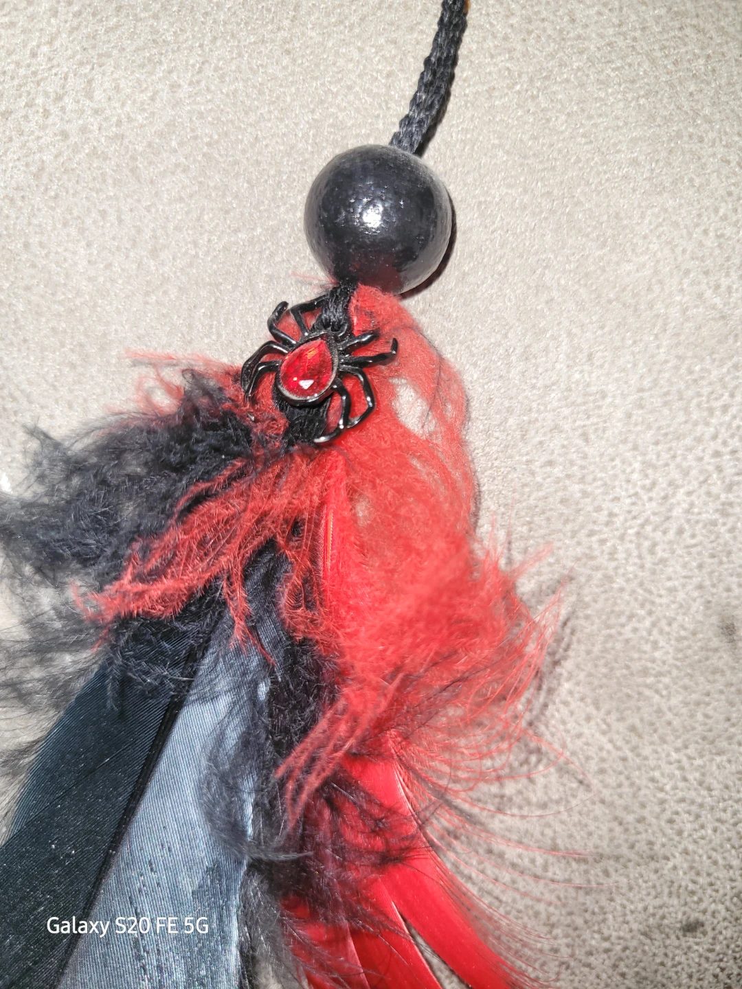 Spiderweb Dreamcatcher with Red and Black Accents - photo 3