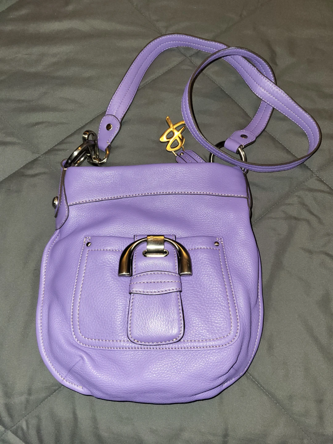 B Makowsky Purple Leather Shoulder Bag
