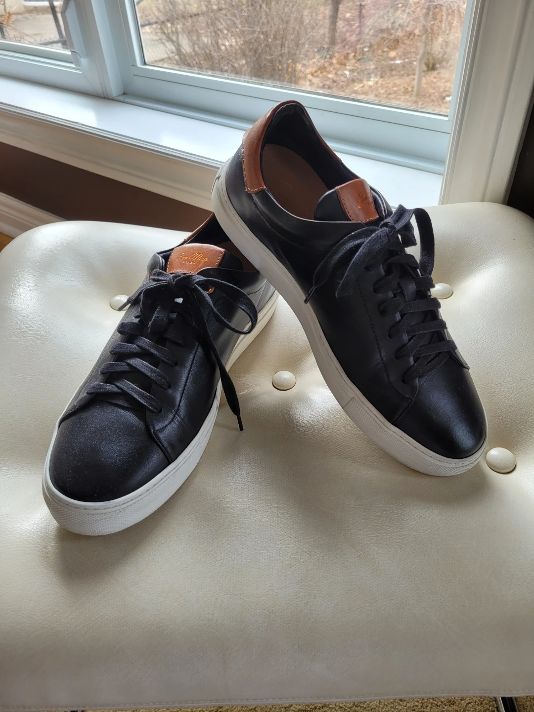 Good Man Brand Men's Black Leather Sneakers Made in Italy