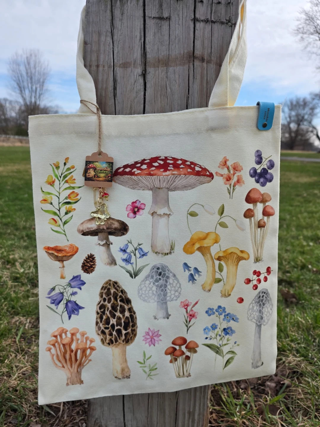 Mooshie Totes Canvas Tote Bag - Mushroom Print