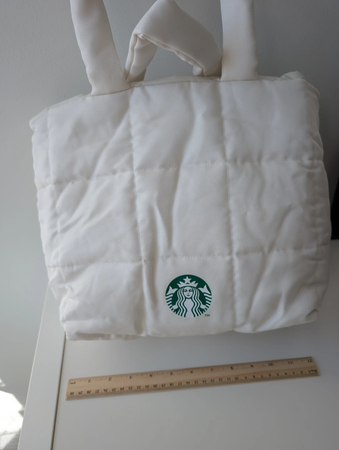 New Starbucks Quilted Tote Bag - Cream, never used - photo 3