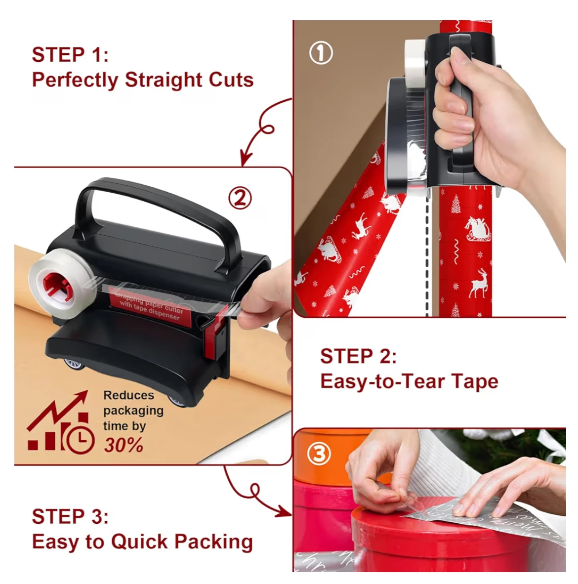 Dual Function Wrapping Paper Cutter with Tape Dispenser(2 pack) - photo 5