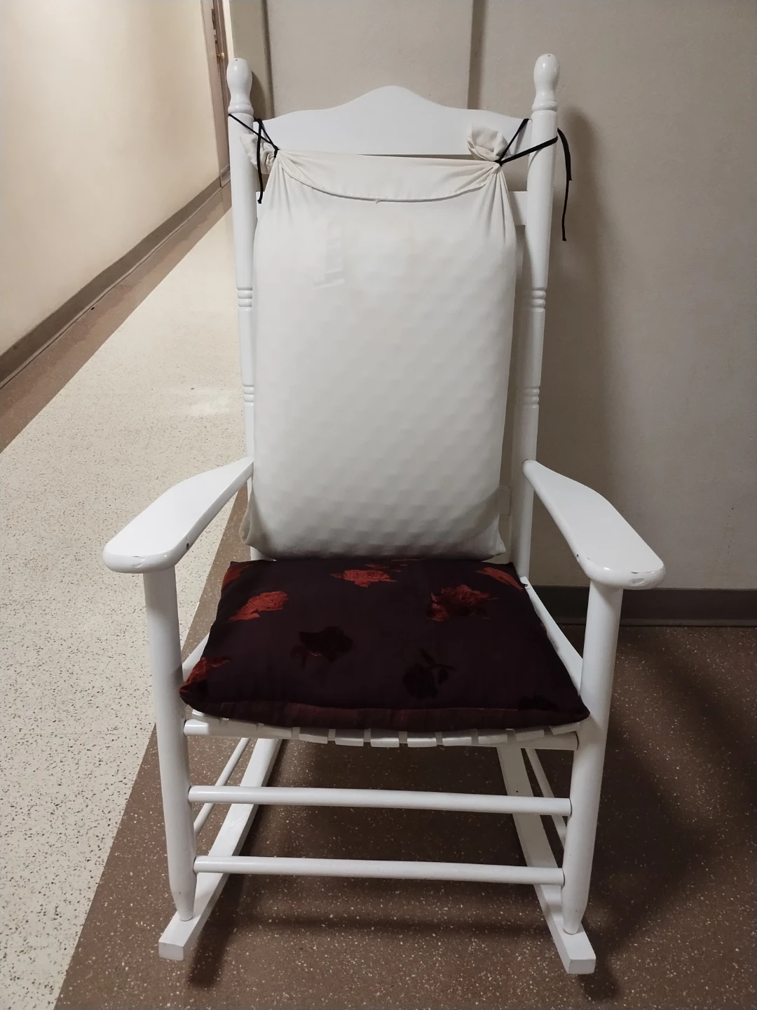 White Wooden Rocking Chair with Cushions
