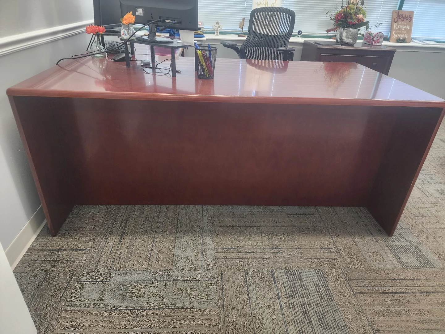 Cherry Wood Executive Desk with Drawers