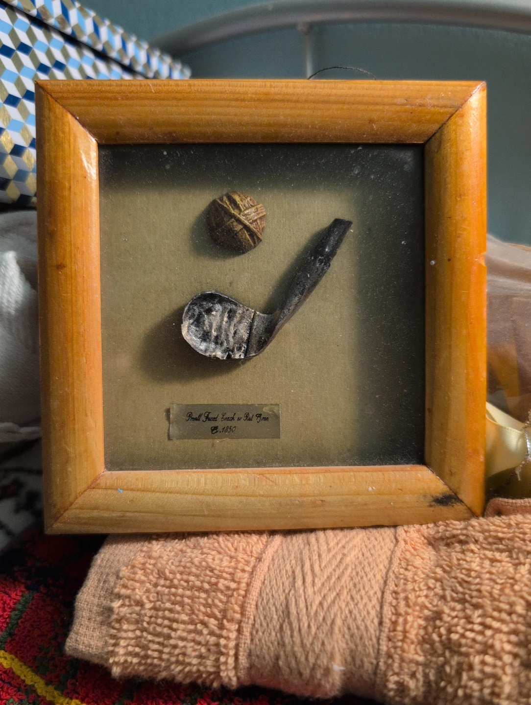 Framed Golf Ball and Club Display C. 1850